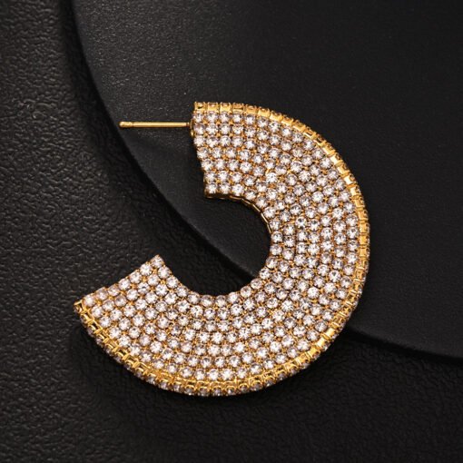 Minority Fashion Rhinestone C- Shaped Earrings - Image 4