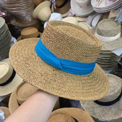 Summer Hat Flat Straw Hat Female Raffia Straw Hat Beach Vacation Sun Shade Sun Hat Fisherman Hat Net Red - Bild 4