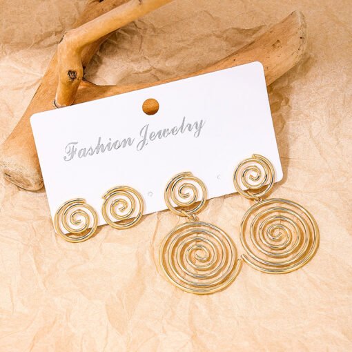 New Vortex Necklace Hollow Out Niche Hip Hop Geometric Ring Earrings Pendant Suit - Image 6