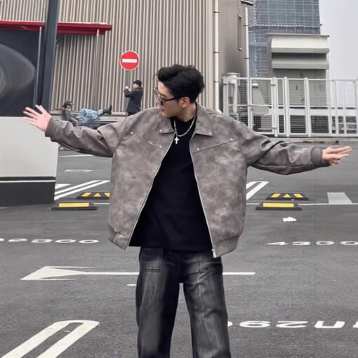 Cropped Leather Coat American Pu Shuai High Sense Men - Image 5