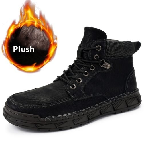 Winter Men's Boots Leisure Plus Size Fleece-lined Platform Casual Shoes Gaobang - Hình ảnh 4