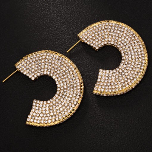 Minority Fashion Rhinestone C- Shaped Earrings - Image 5