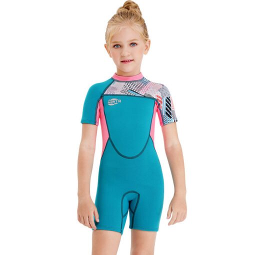 Girls Snorkeling, Surfing, Sunscreen And Cold-Proof Autumn And Winter Short-Sleeved Swimwear - Hình ảnh 5