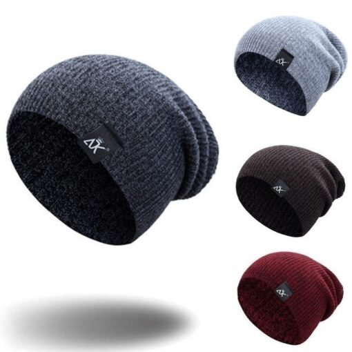 Unisex Fashionable Knitted Beanie, Winter Wool Elastic Hat For Outdoor Cycling, Camping, Travel Winter Beanie Hat Acrylic Knit Hats For Men Women - Imagen 2