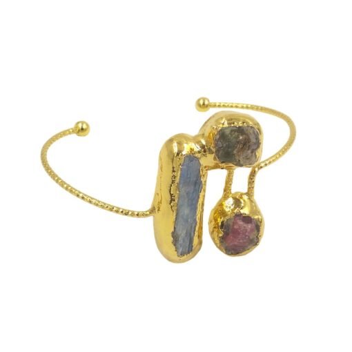 Classical Design Irregular Tourmaline Blue Stone Adjustable Bracelet - Hình ảnh 4
