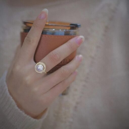 Crystal Inlaid 14K Note Gold Ring - immagine 2