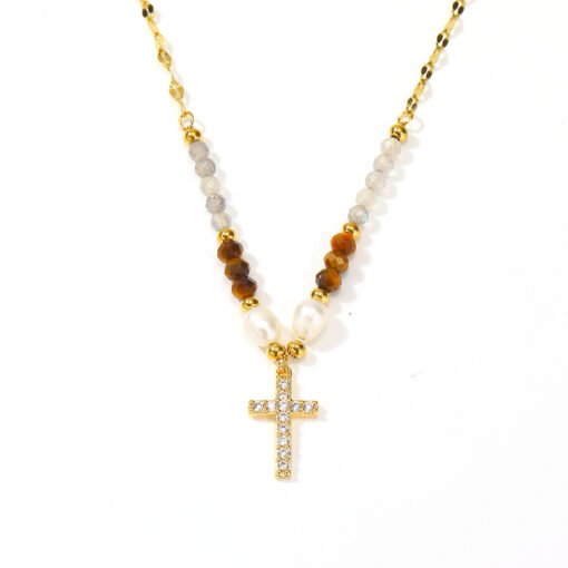 American Ins Niche Design Beaded Cross Clavicle Chain - Image 3