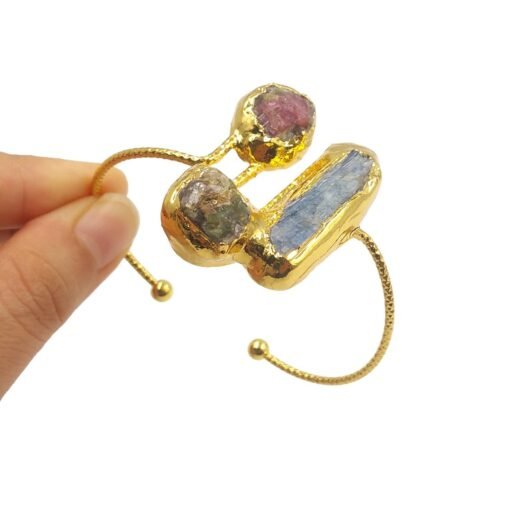 Classical Design Irregular Tourmaline Blue Stone Adjustable Bracelet - Hình ảnh 2