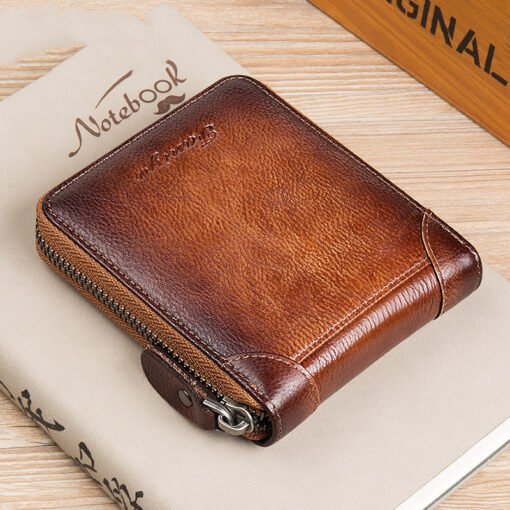 First Layer Cowhide Zipper Card Holder Driver's License Wallet Wallet - Imagen 4