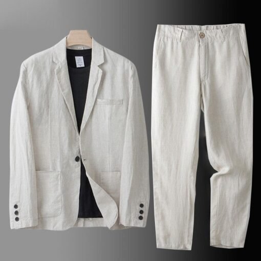 Linen Suit Men's Summer Sun Protection Loose Casual - Image 2