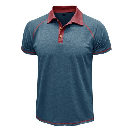 Men's Short-sleeved Lapel Henry T-shirt Men's POLO Bottoming Shirt - immagine 4