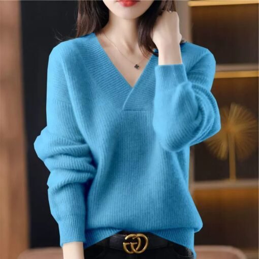 Solid Color Collar Sweater Women's Loose Slimming - Image 4
