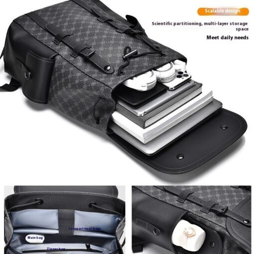 Curved Shoulder Strap New Men's Casual Business Travel Backpack - Imagen 9