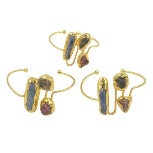 Classical Design Irregular Tourmaline Blue Stone Adjustable Bracelet - Hình ảnh 3