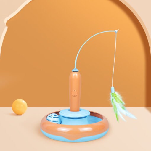 2 In 1 Pet Cat Toy With Feather For Self-play Cat Turntable Pets Supplies Cat Toy Toys Cats Items Products - Hình ảnh 4